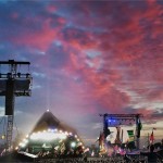 Sunset over the Pyramid Stage and The Who on Sunday night 